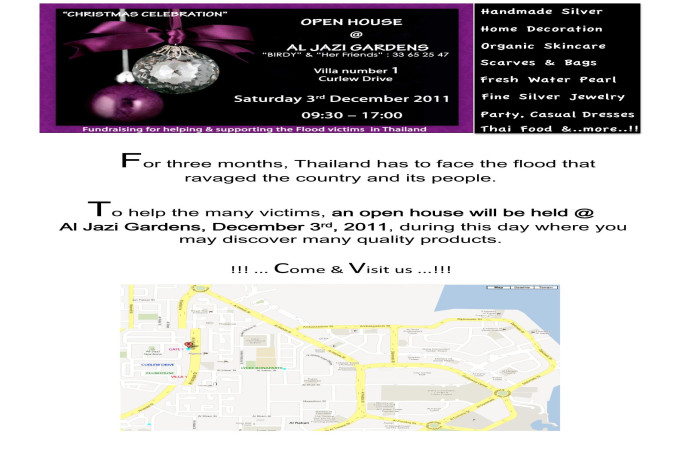 An open house @ Al Jazi Gardento to raise funds to help flood victims in Thailand