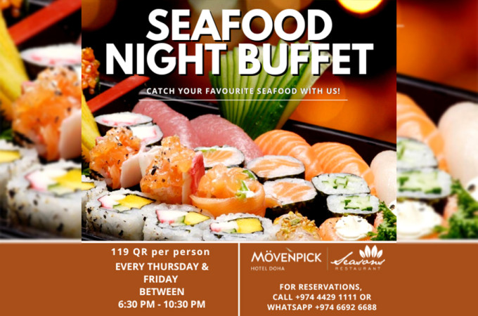 Catch your favorite Seafood at Seasons Restaurant - Movenpick Hotel Doha!