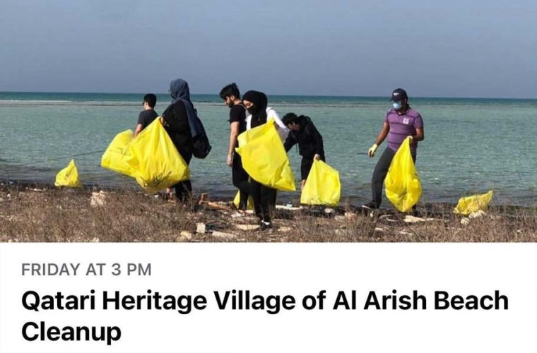 Cleanup Friday at Qatari Heritage Village of Al Arish Beach by Deap Qatar