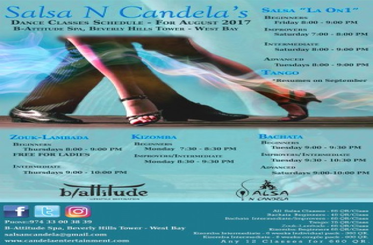 DANCE CLASSES FOR AUGUST BY SALSA N CANDELA