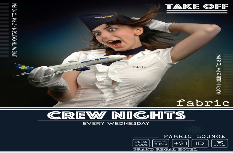 Every Wednesday Crew Nights TAKE OFF at Fabric Lounge!