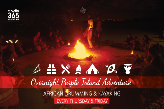 Overnight Purple Island Adventure - African Drumming & Kayaking