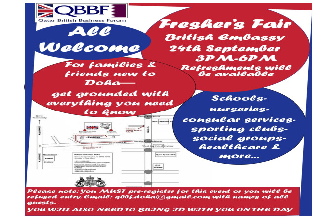 Qatar British Business Forum's "Freshers Fair" 24 Sept