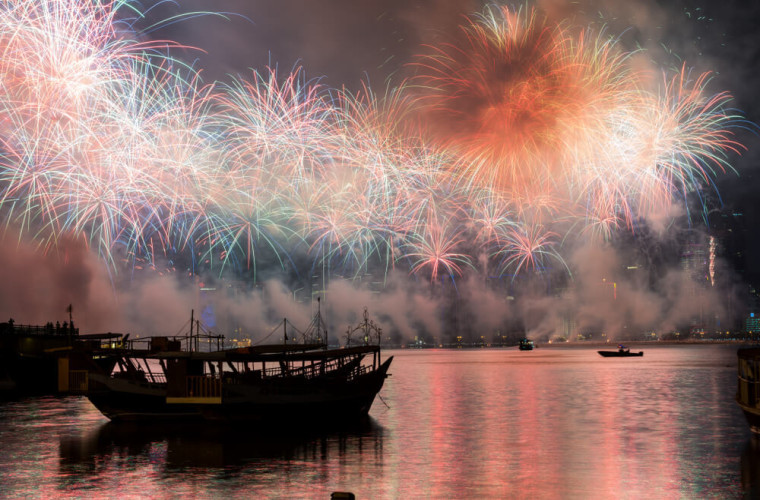 Fireworks for Qatar National Day 2021 at Doha Corniche
