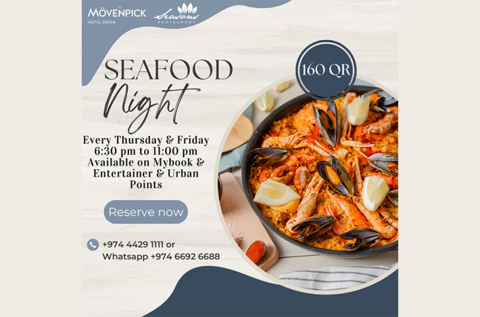 Seafood lovers night at Seasons Restaurant, Movenpick Hotel Doha