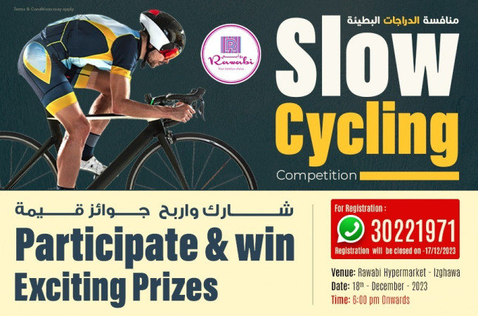 Slow cycling competition at Rawabi Hypermarket Izghawa