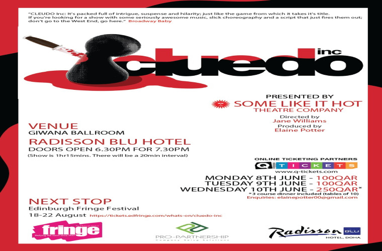 SOME LIKE IT HOT THEATRE COMPANY present CLUEDO Inc - 8th, 9th & 10th June at the Giwana Ballroom in the Radisson Blu Hotel