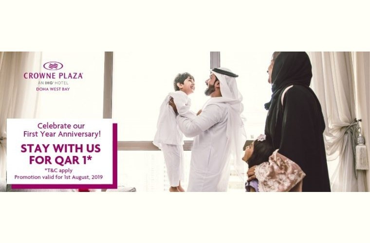 Stay for 1 QAR at Crowne Plaza Doha West Bay!