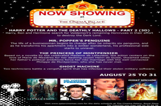 THE CINEMA PALACE MOVIE LINE UP (AUGUST 25-31)