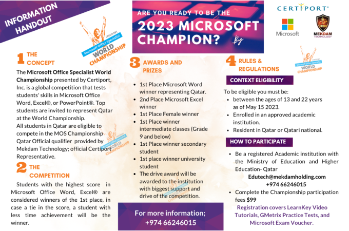 Microsoft Office Specialist World Competition 2023 - Qatar Context
